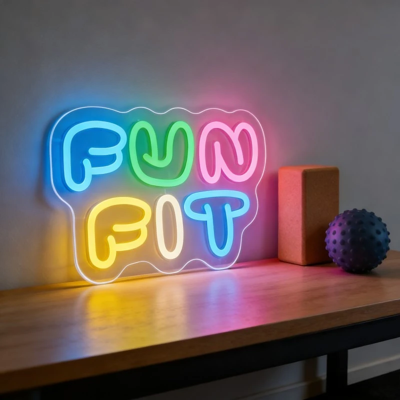 Yoga Fitness Room - Insegna al Neon LED Fun Fit