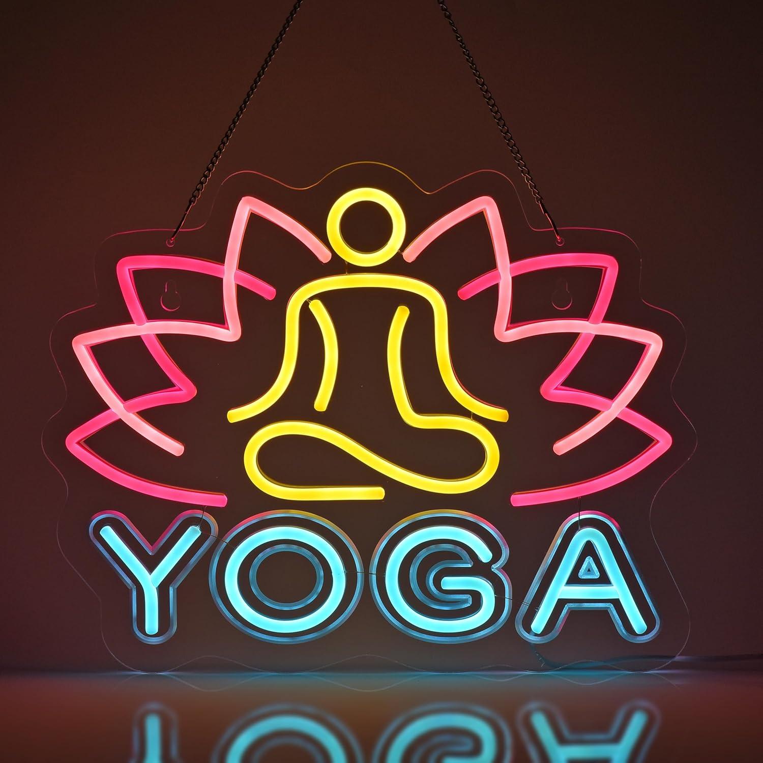 Yoga Fitness Room - Insegna al Neon Yoga, Luci al