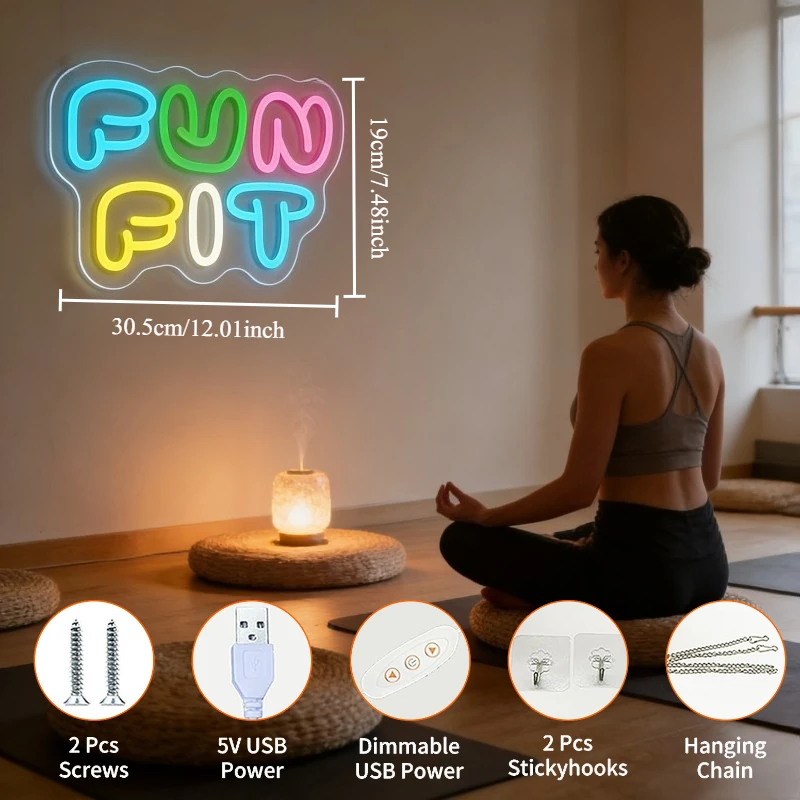 Insegna al Neon LED Fun Fit a  - Yoga Fitness Room recensione e prezzo